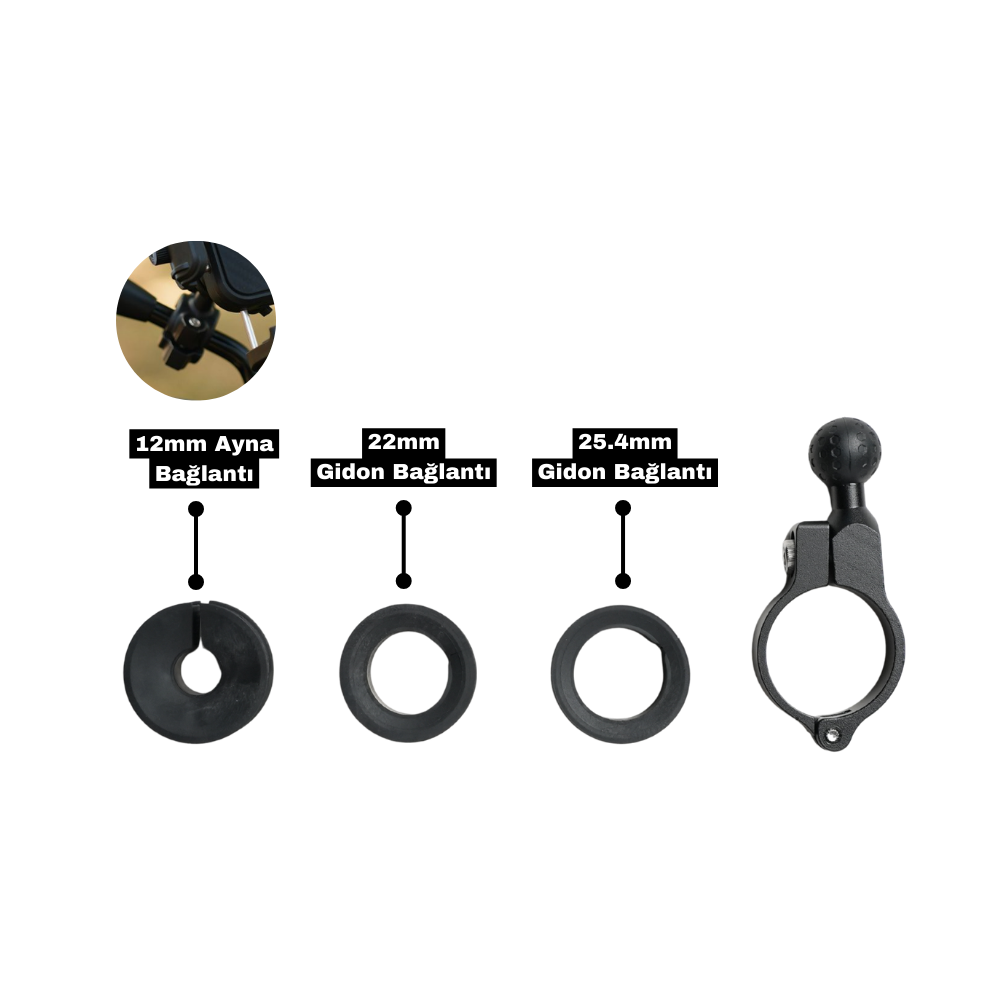 KNMASTER TT890 Titreşim Önleyicili Motosiklet Telefon Tutucu (Kamera Bağlantılı)