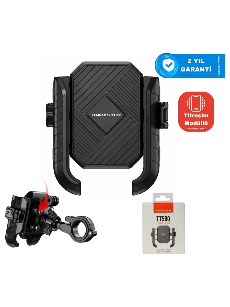 KNMASTER TT500 Titreşim Önleyicili Motosiklet Telefon Tutucu (Kamera Bağlantılı)