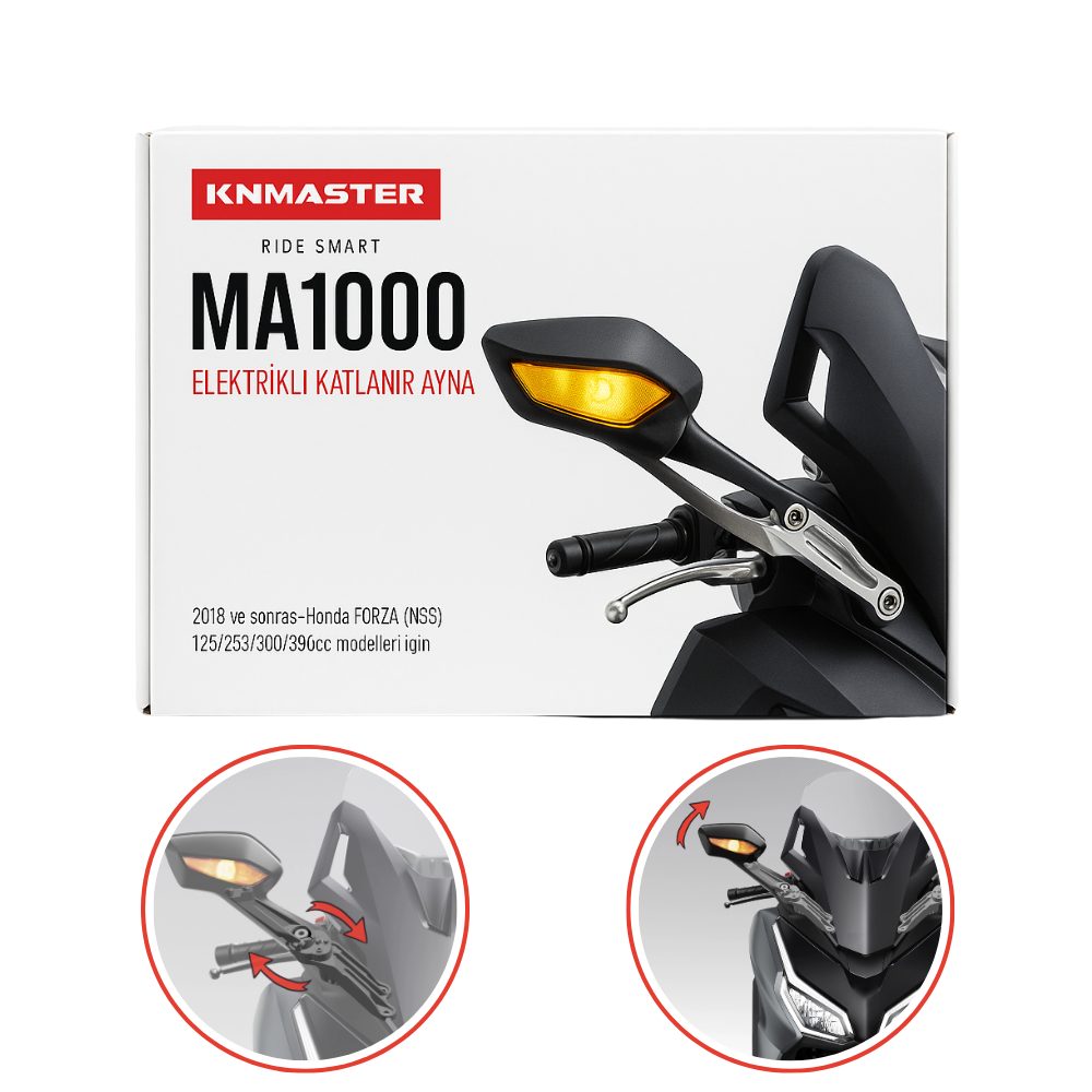 Knmaster MA1000 – Forza Otomatik Katlanır Motosiklet Aynası
